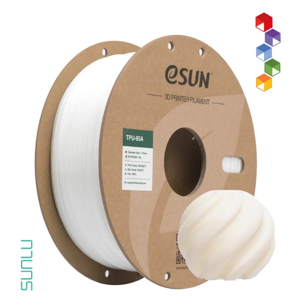 Filamento para impresión 3D FDM TPU Flexible 95A en Guatemala - Ideal para impresiones 3D flexibles - blanco.webp