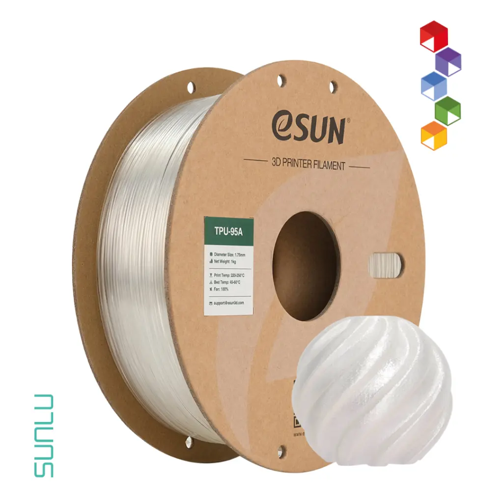 Filamento para impresión 3D FDM TPU Flexible 95A en Guatemala - Ideal para impresiones 3D flexibles - transparente.webp