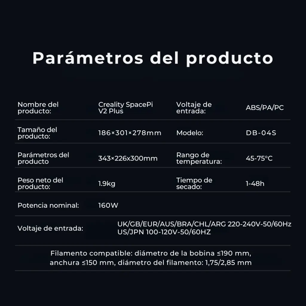 Secadora para filamentos - SpacePi V2 Plus - Creality (15).webp