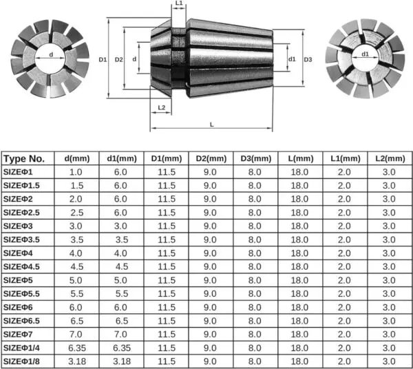 Set de Collets ER11 para CNC de 15 Piezas – Sujeción Precisa para Herramientas de Vástago Redondo-1.webp