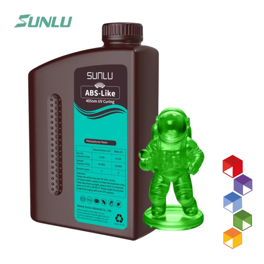 Resina para Impresion 3D - ABS Like - Sunlu - 1k ultra resistente para uso técnico - ingeniería - Verde Traslúcido.webp