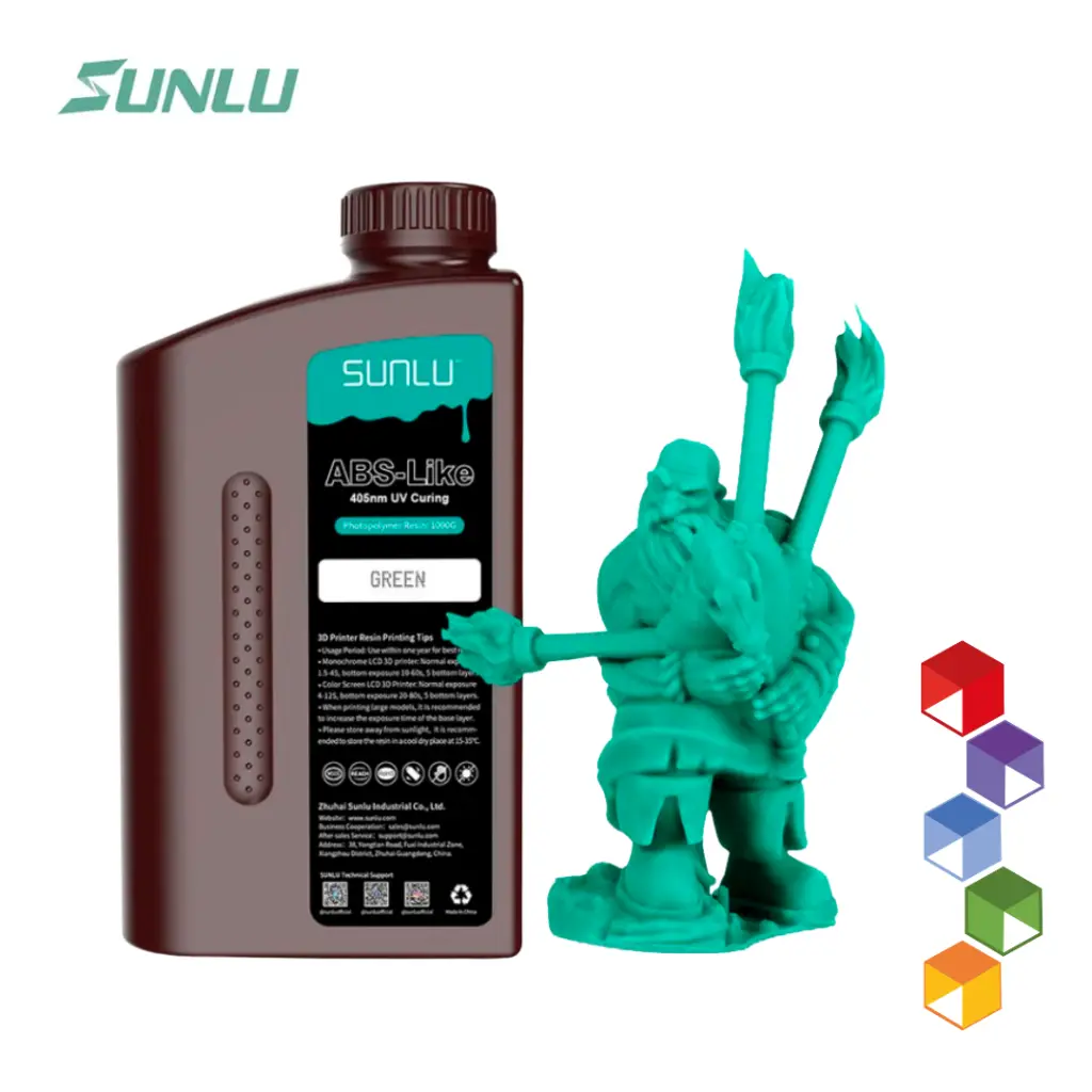 Resina para Impresion 3D - ABS Like - Sunlu - 1k ultra resistente para uso técnico - ingeniería - Verde.webp