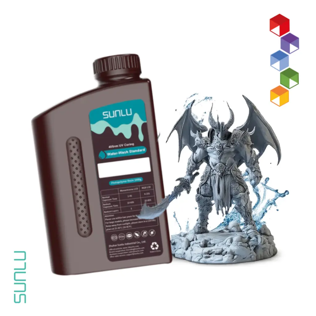 Resina para impresión 3D en Guatemala - Sunlu - Resina Estandar Lavable en Agua de 1kg - Gris.webp