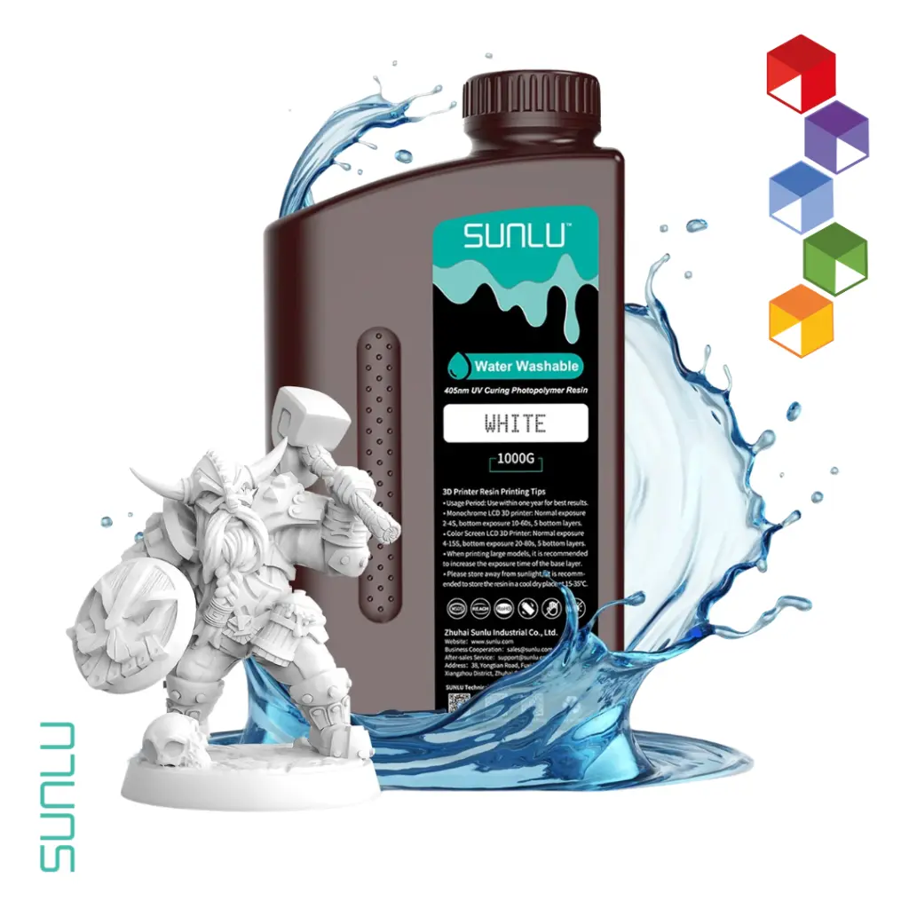 Resina para impresión 3D en Guatemala - Sunlu - Resina Estandar Lavable en Agua de 1kg - Blanco.webp