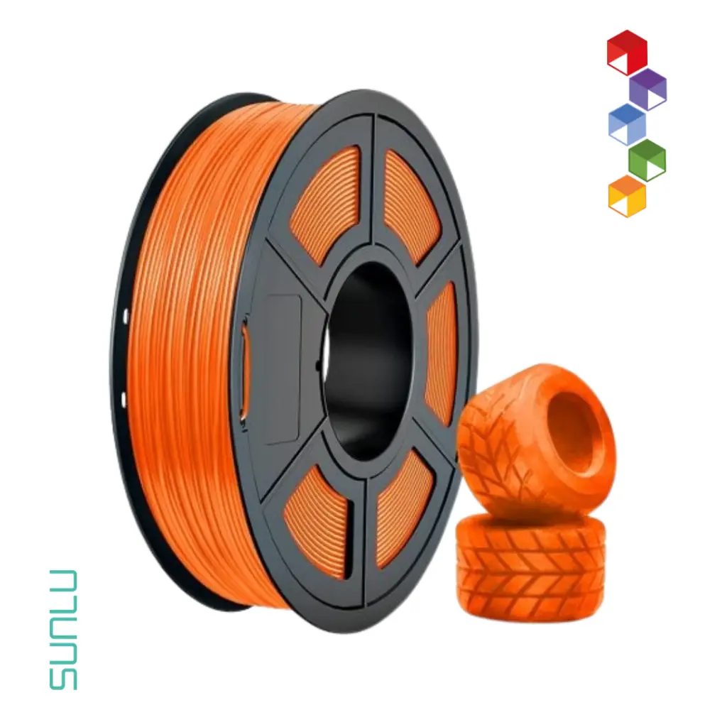 Filamento TPU 95A - Ideal para proyectos flexibles - Sunlu de 0.5kg - Anaranjado.webp