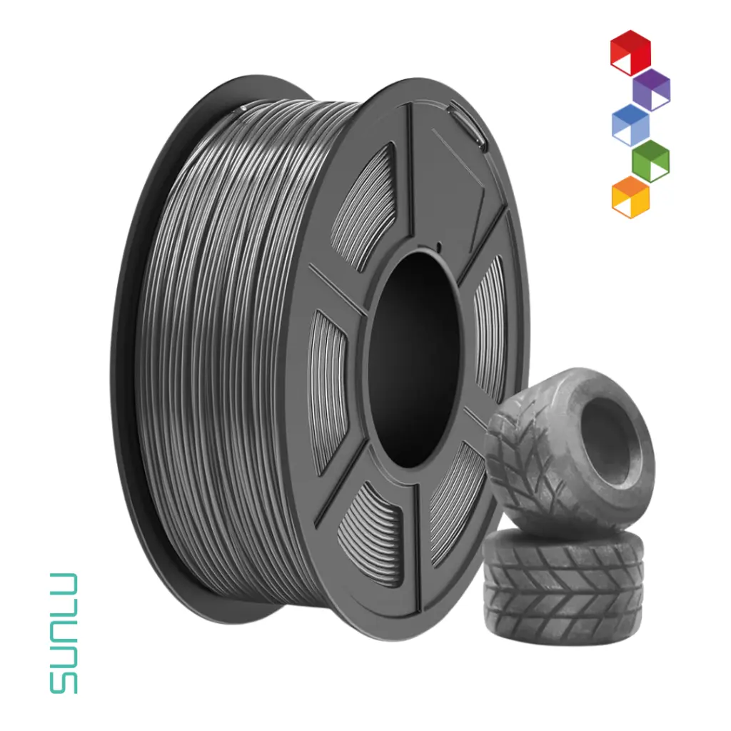 Filamento TPU 95A - Ideal para proyectos flexibles - Sunlu de 0.5kg - Gris.webp