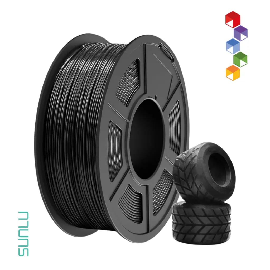 Filamento TPU 95A - Ideal para proyectos flexibles - Sunlu de 0.5kg - Negro.webp