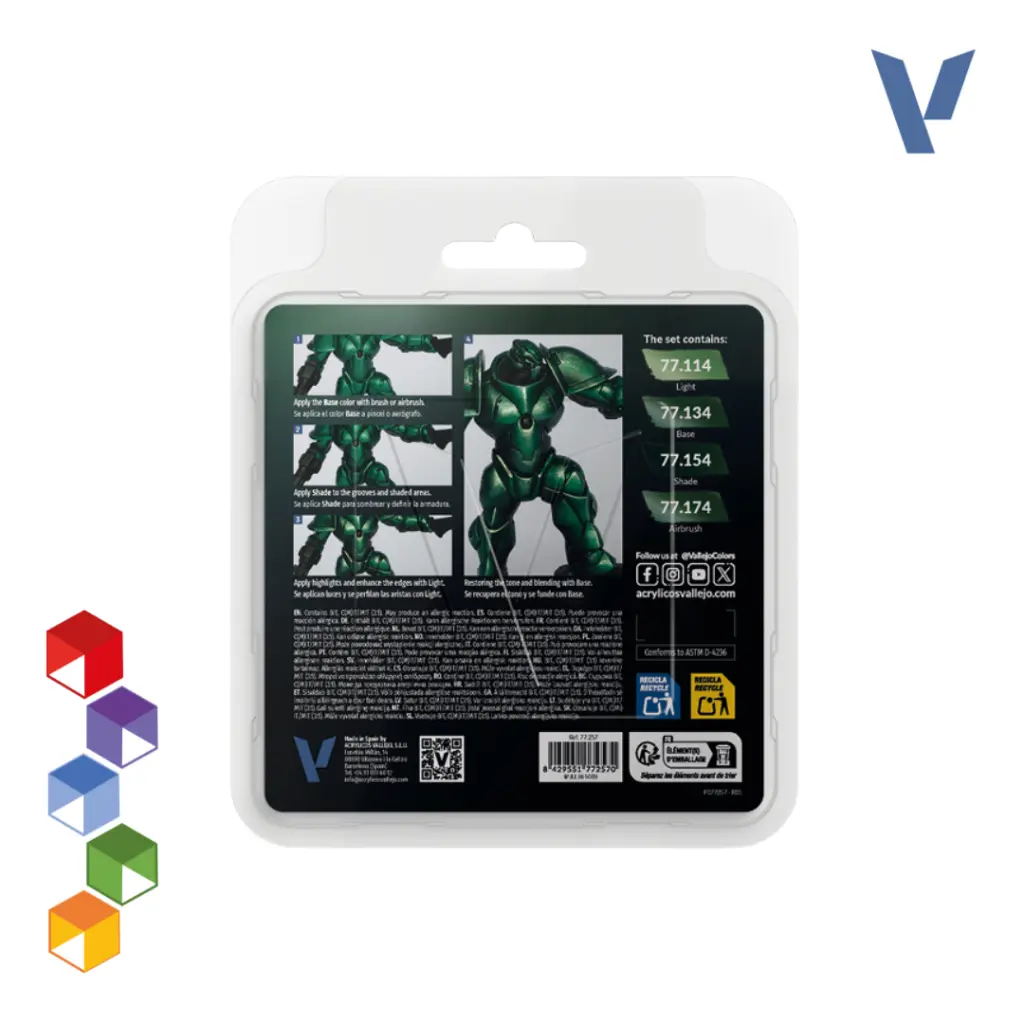 Vallejo True Metallic Metal - Set Verde Sombrío (77.257) (1).webp