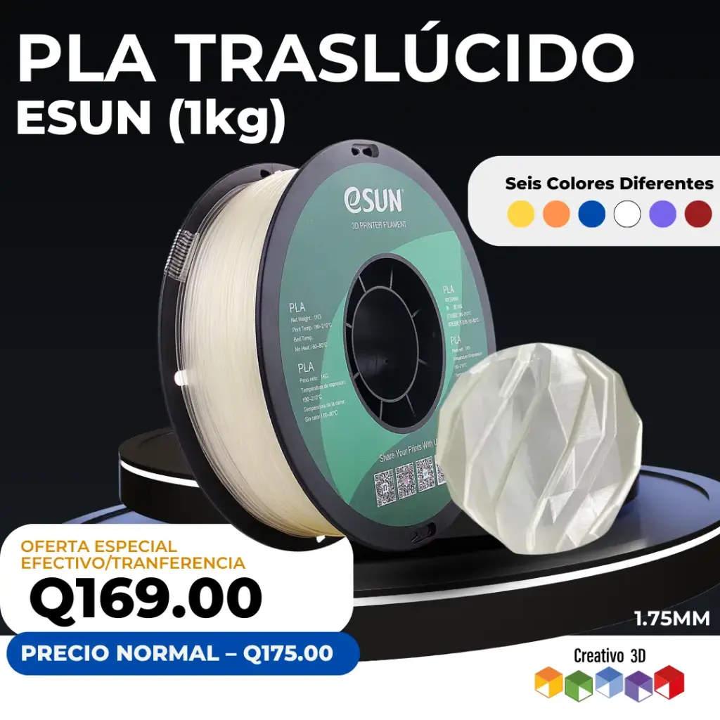 eSun PLA Premium – 1.0 Kg / 1.75mm Filamento PLA Traslúcidos