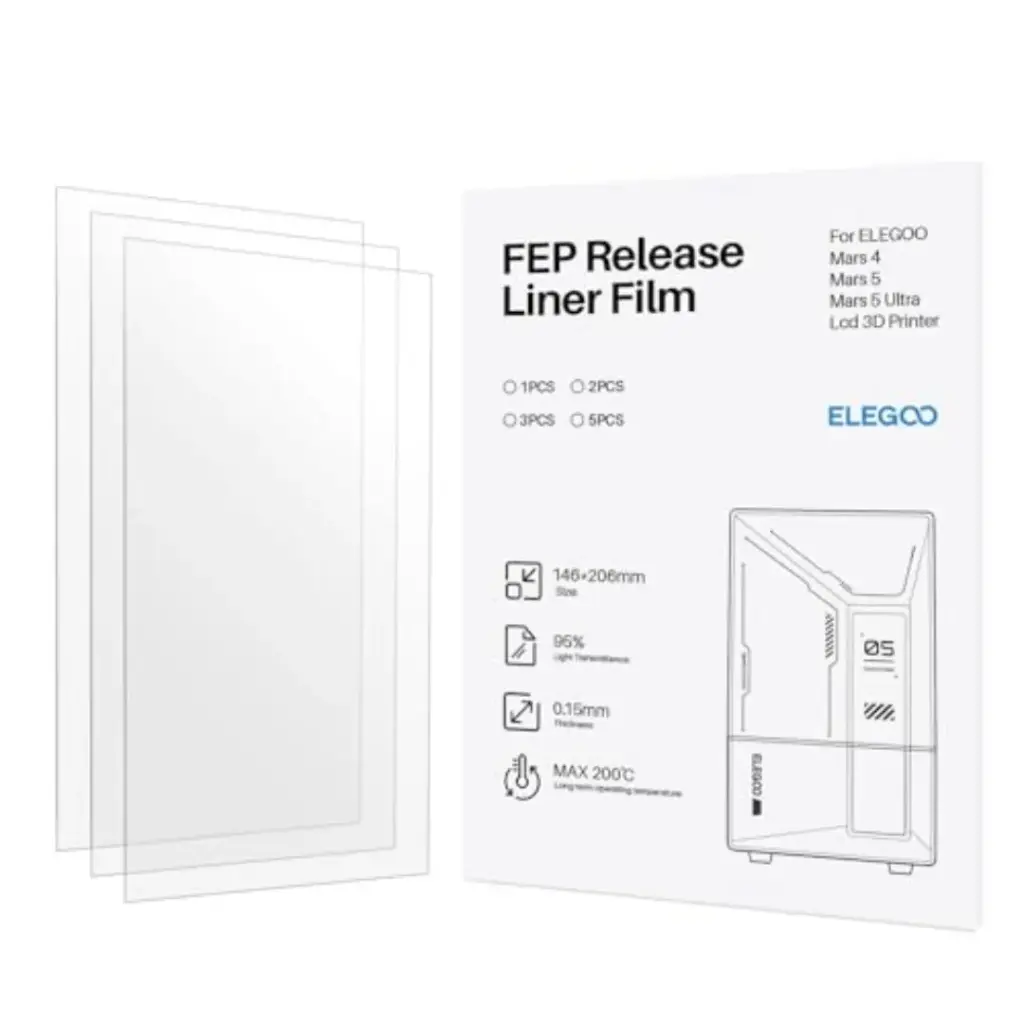 FEP Film ELEGOO – 206×146×0.15 mm – 3 piezas – Compatible con tanques de hasta 196×136 mm