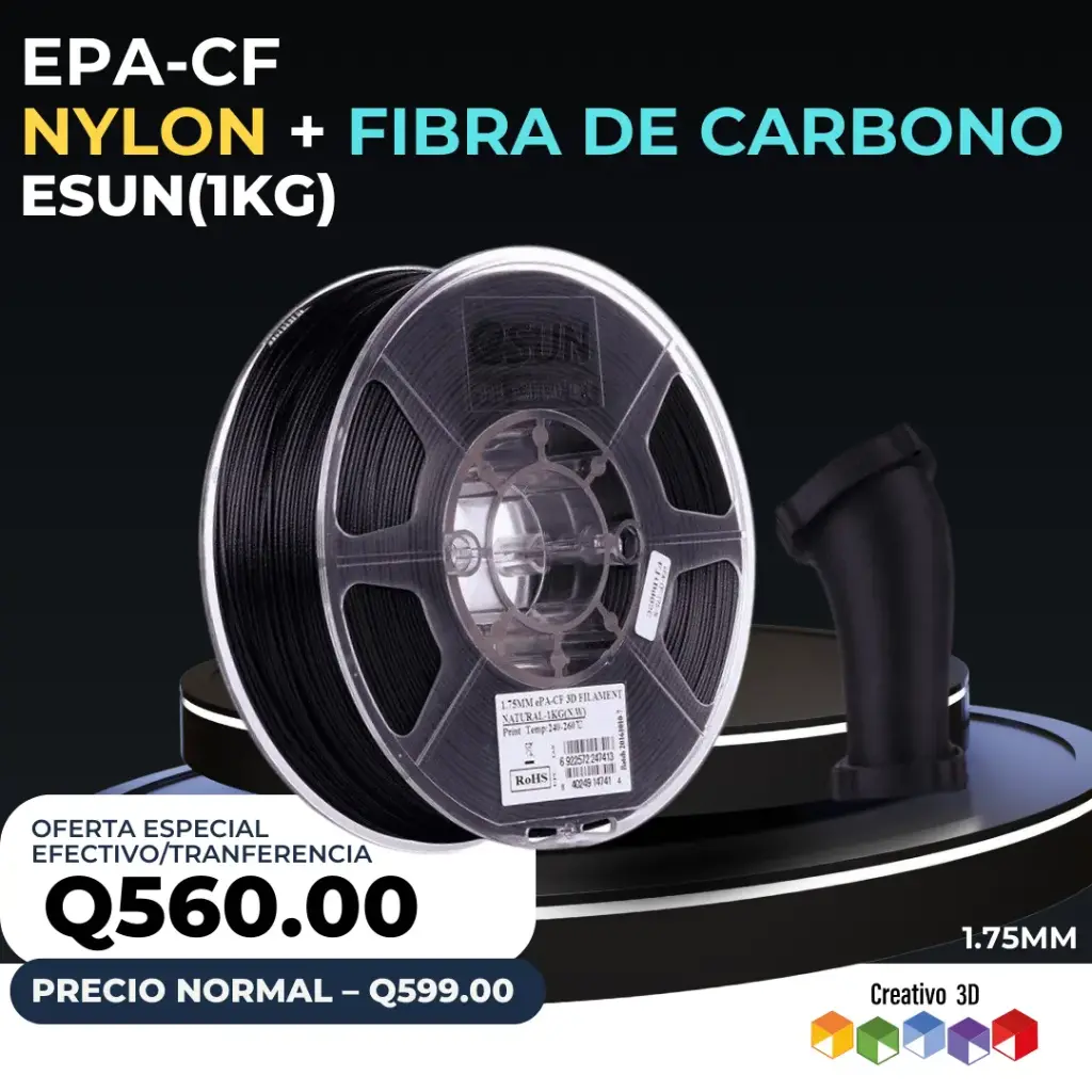 ePa-CF Nylon con Fibra de Carbono – 1. Kg / 1.75mm