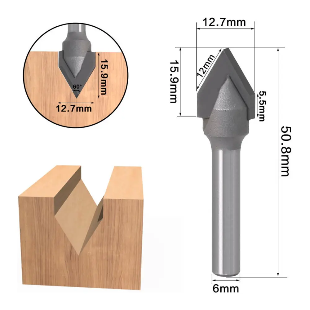 Broca de Grabado Twotrees 60° – 6 x 12.7 x 50.8 mm