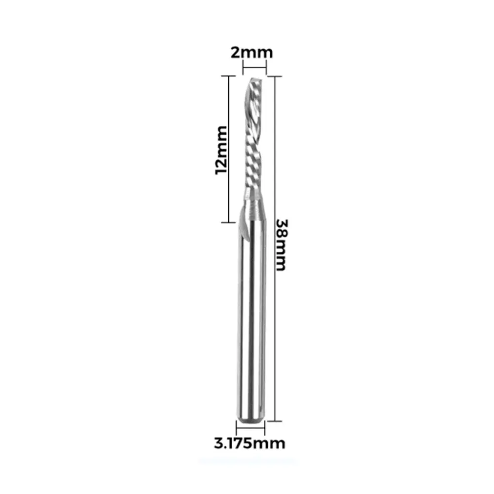 Twotrees Fresa Espiral Izquierda de Borde Único – Vástago 3.175 mm (3.175x2x12x38mm)
