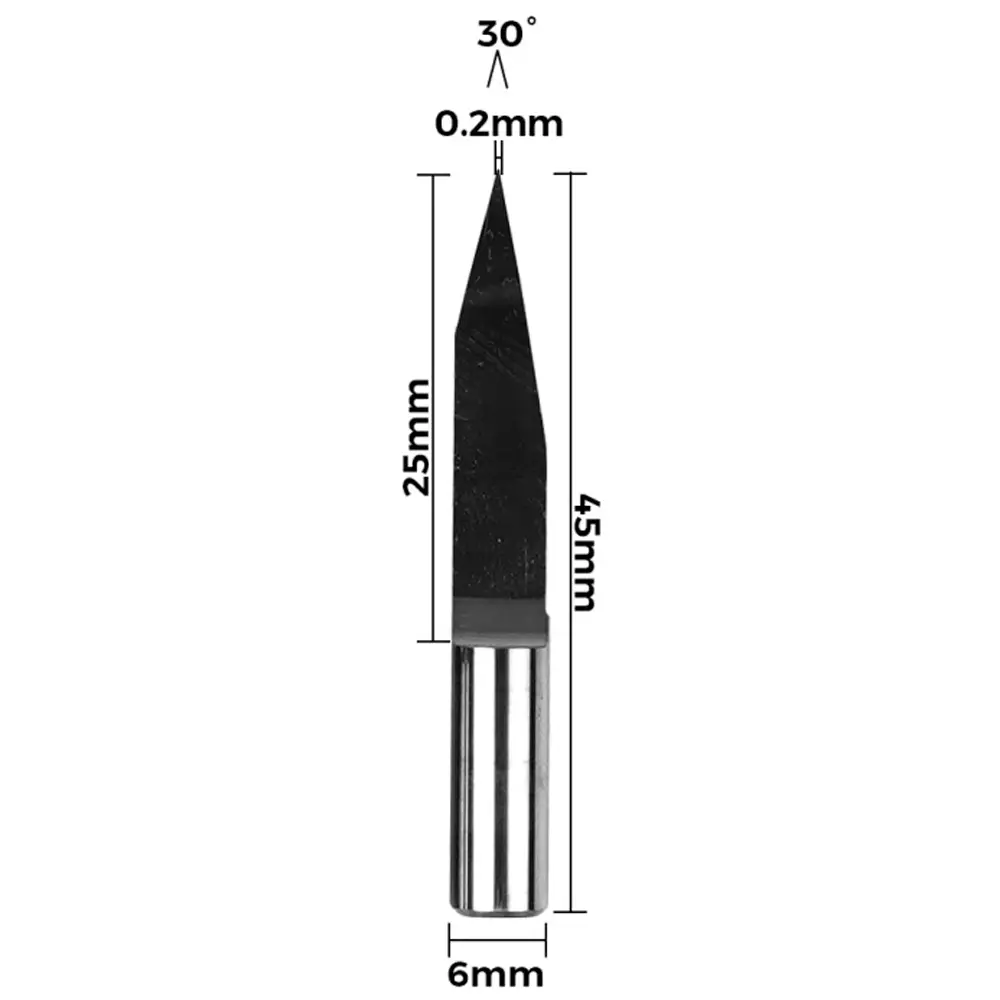 Fresa CNC de Fondo Plano Afilado Twotrees – Vástago 6 mm (6x25x30°x0.2x45mm)