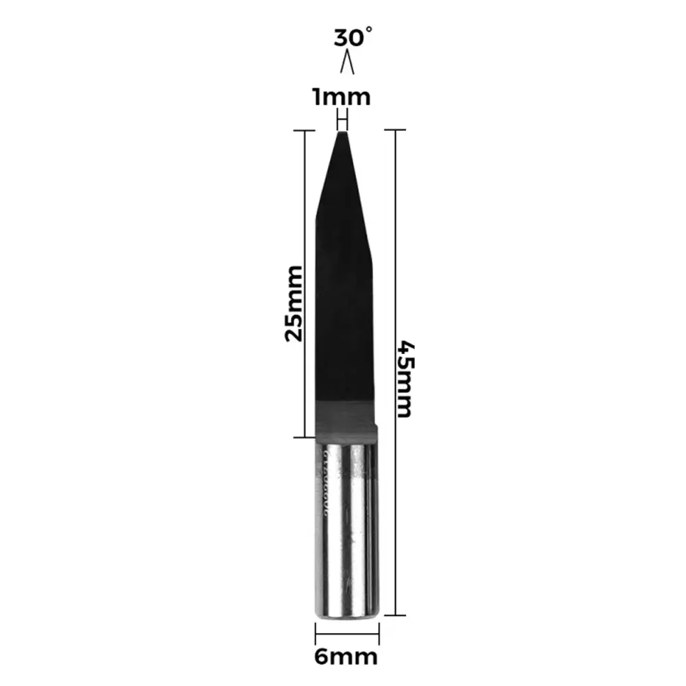 Fresa CNC de Fondo Plano Afilado Twotrees – Vástago 6 mm (6x25x30°x1.0x45mm)