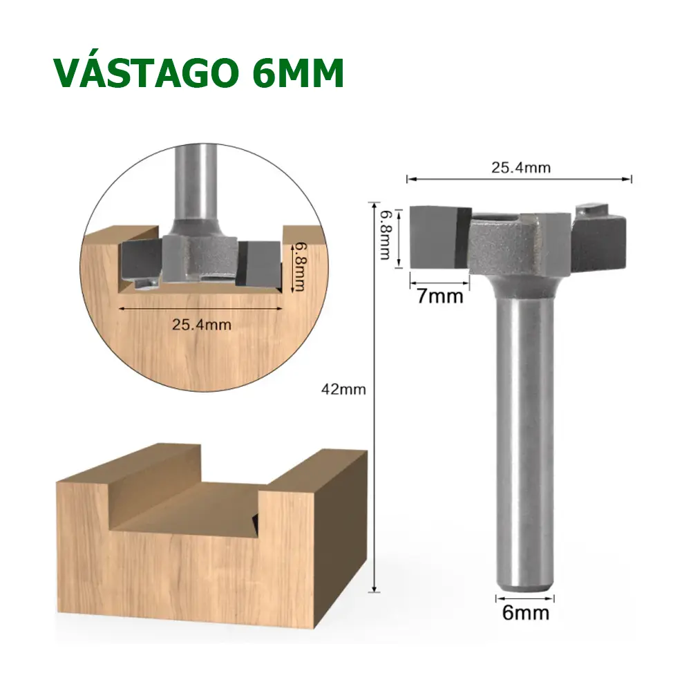 Cuchilla T Tridente de Tres Filos Twotrees – Vástago 6 mm