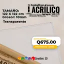 Plancha de Acrílico Transparente de 122 x 122 cm – 10mm