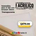 Plancha de Acrílico Transparente de 244 x 122 cm – 5mm