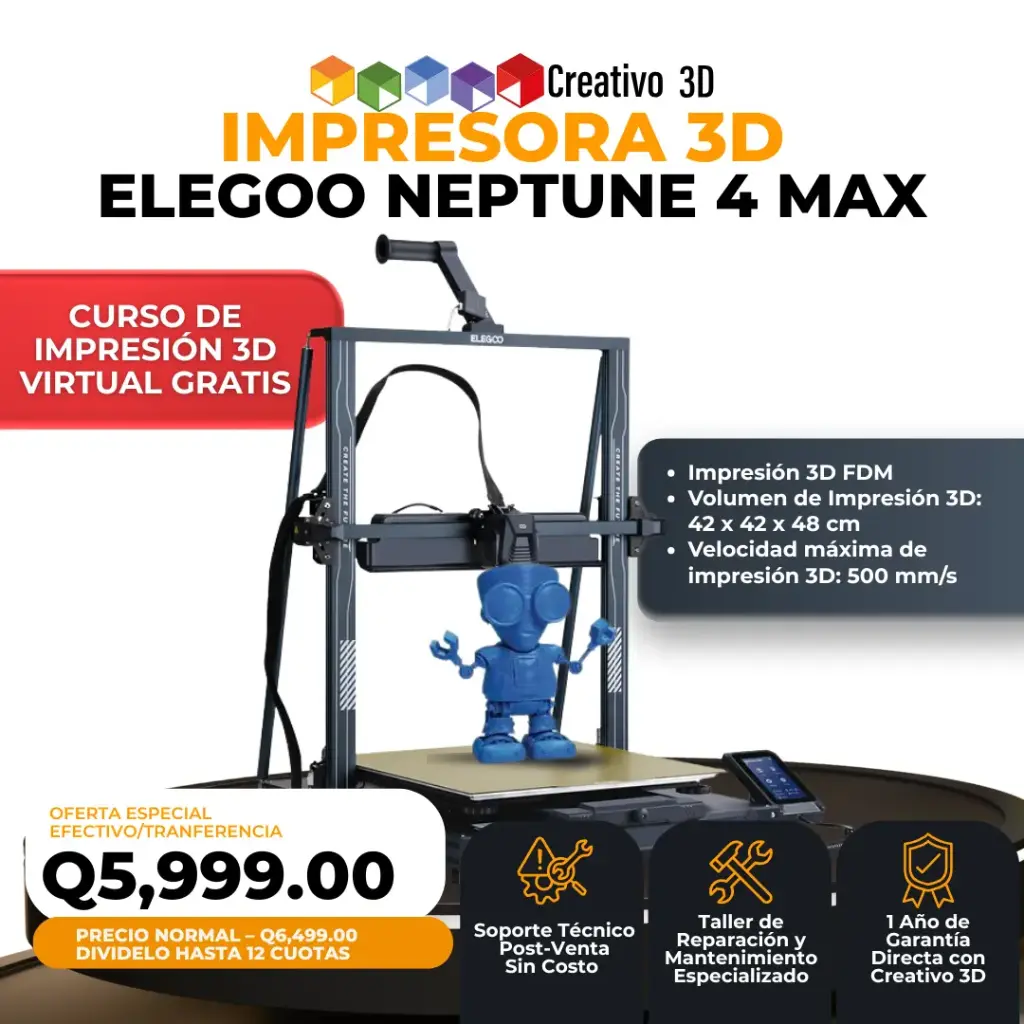 Impresora 3D Elegoo Neptune 4 Max – Ultra Velocidad y Ultra Volumen (42 x 42 x 48 cm)