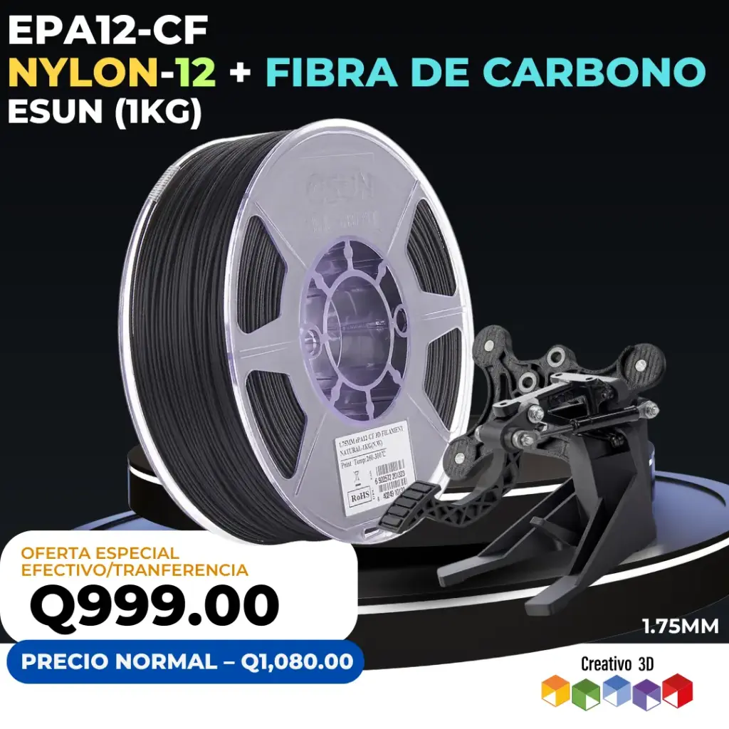 ePa12-CF Nylon12 con Fibra de Carbono – 1. Kg / 1.75mm