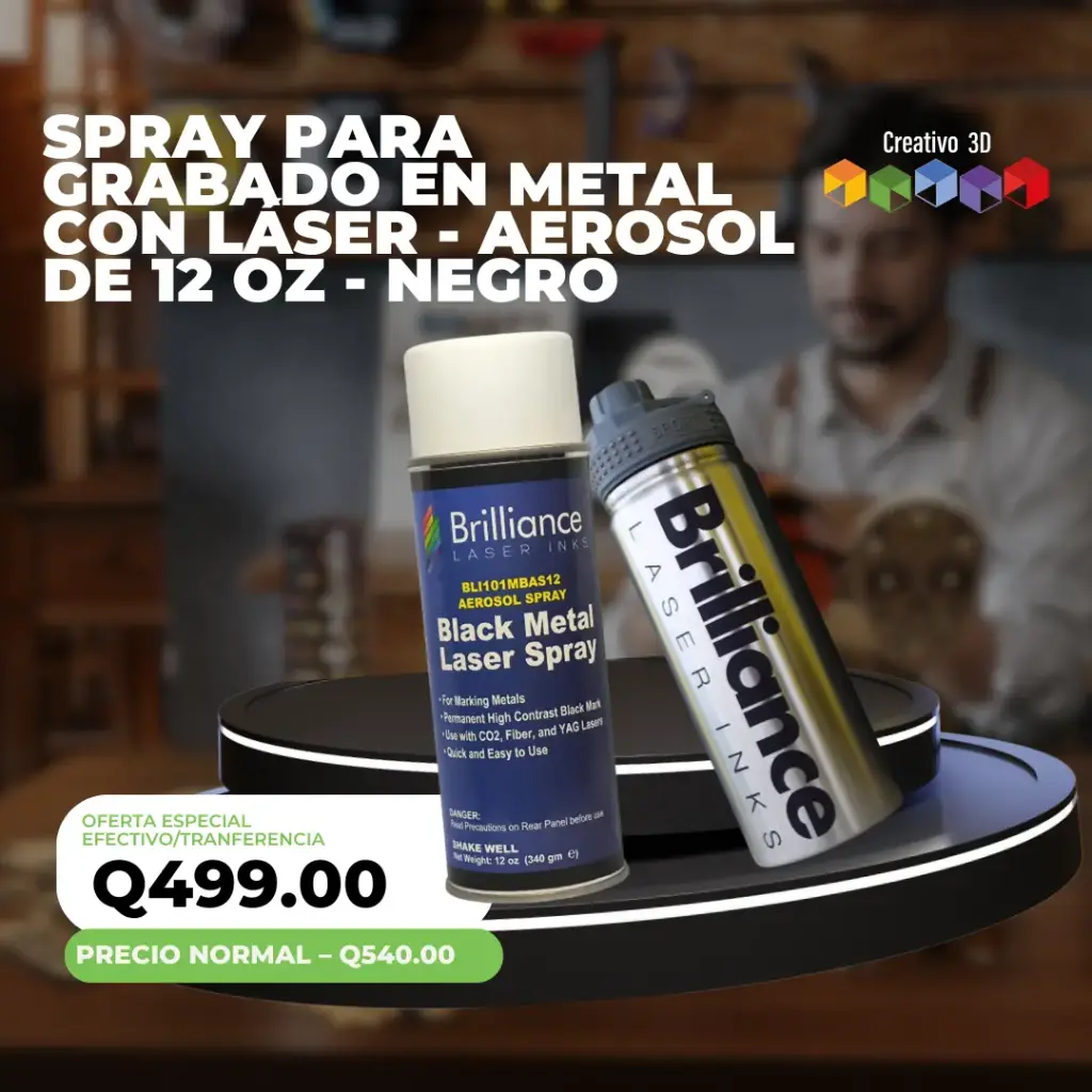 Spray para Grabado en Metal con Láser – Aerosol de 12 oz – Negro