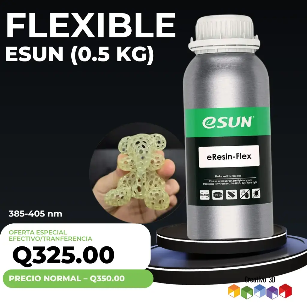 Resina eSun UV Flexible – 0.5 KG (405 nm) Amarillo Traslúcido