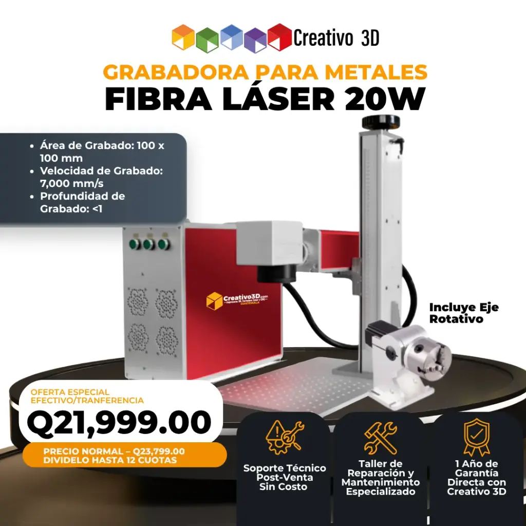 Grabador Láser para Metales – Fibra Láser de 20W – 100×100 mm