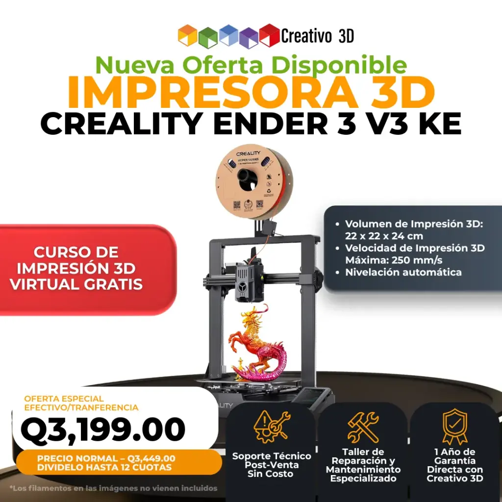 Creality – Ender 3 V3 KE – [Fácil de usar, muy potente y ultra veloz] – 22 x 22 x 24 cm