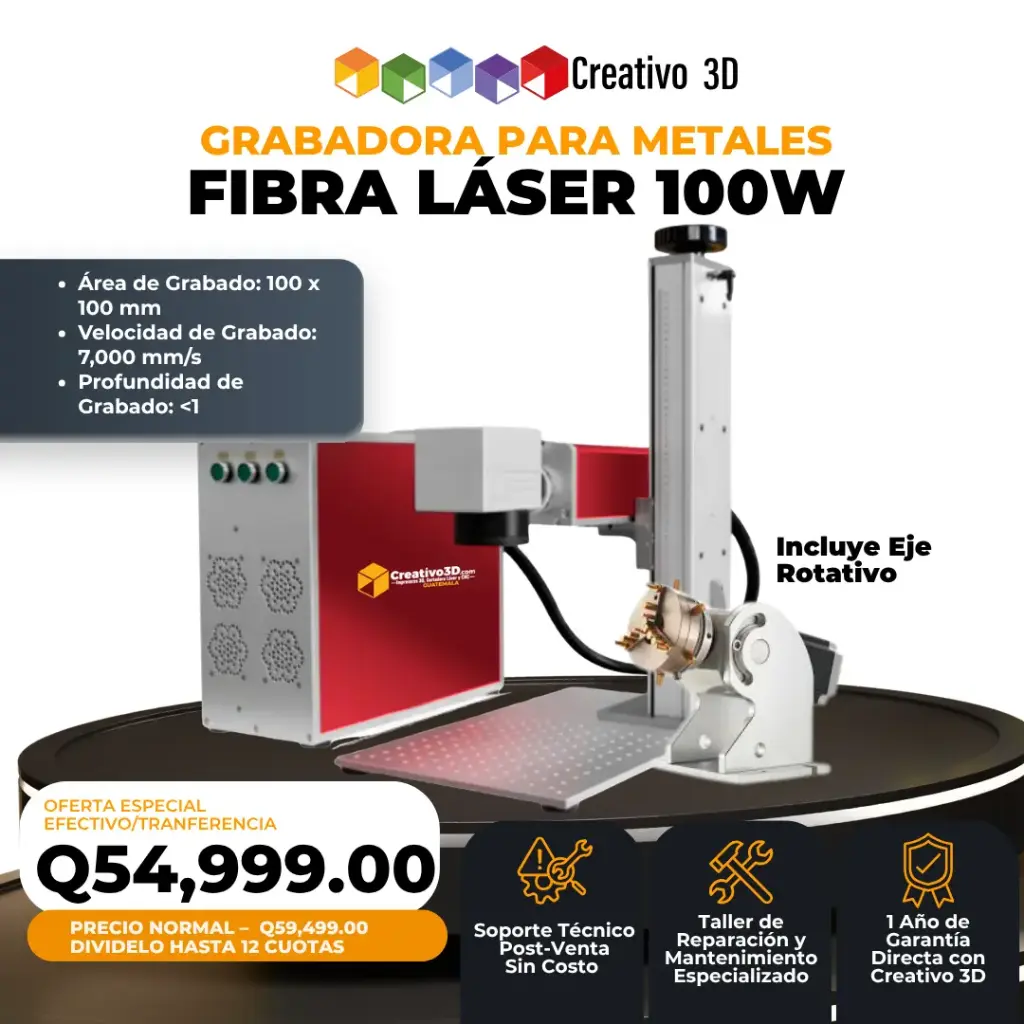 Grabador Láser para Metales – Fibra Láser de 100W – 100×100 mm