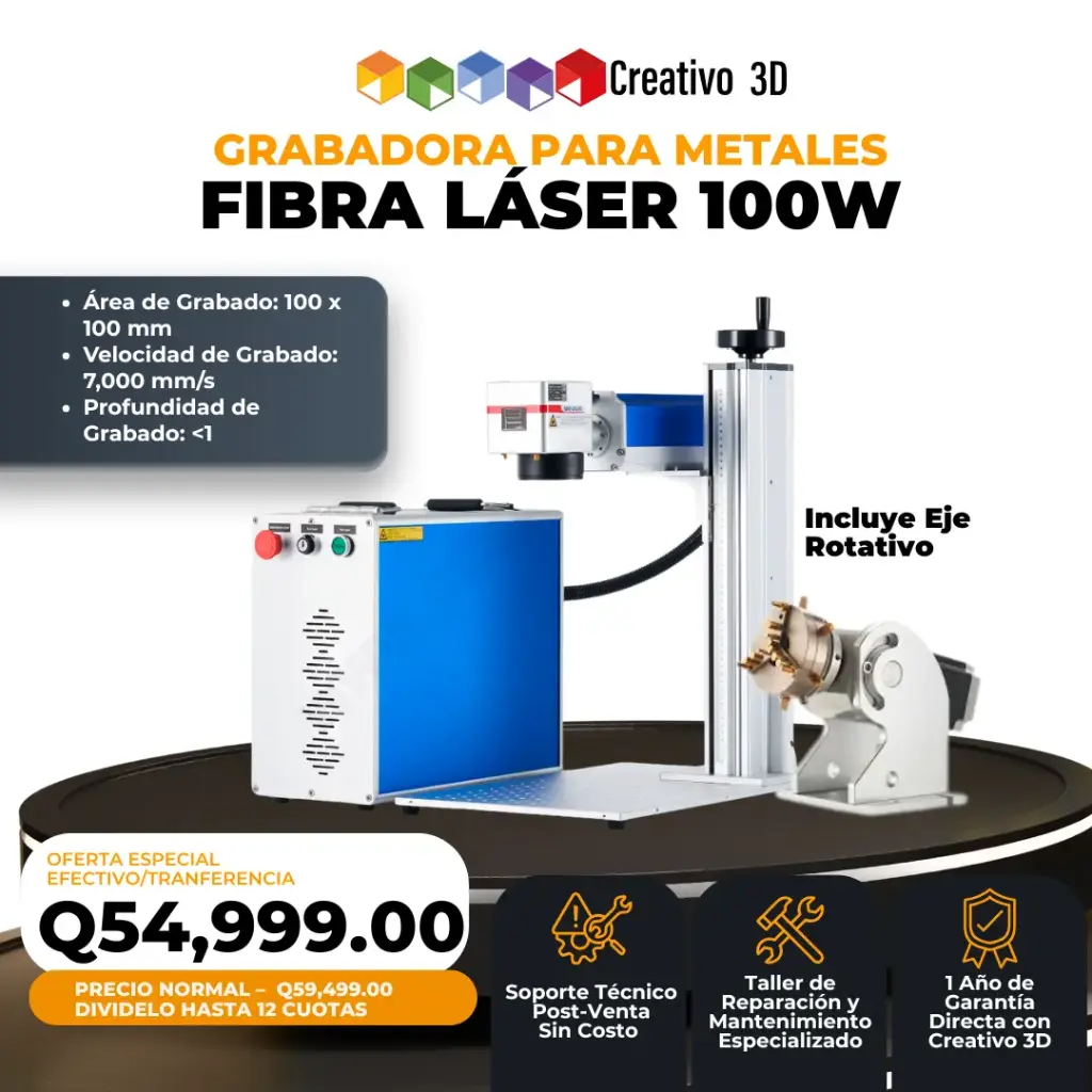 Grabador Láser para Metales – Fibra Láser de 100W – 100×100 mm