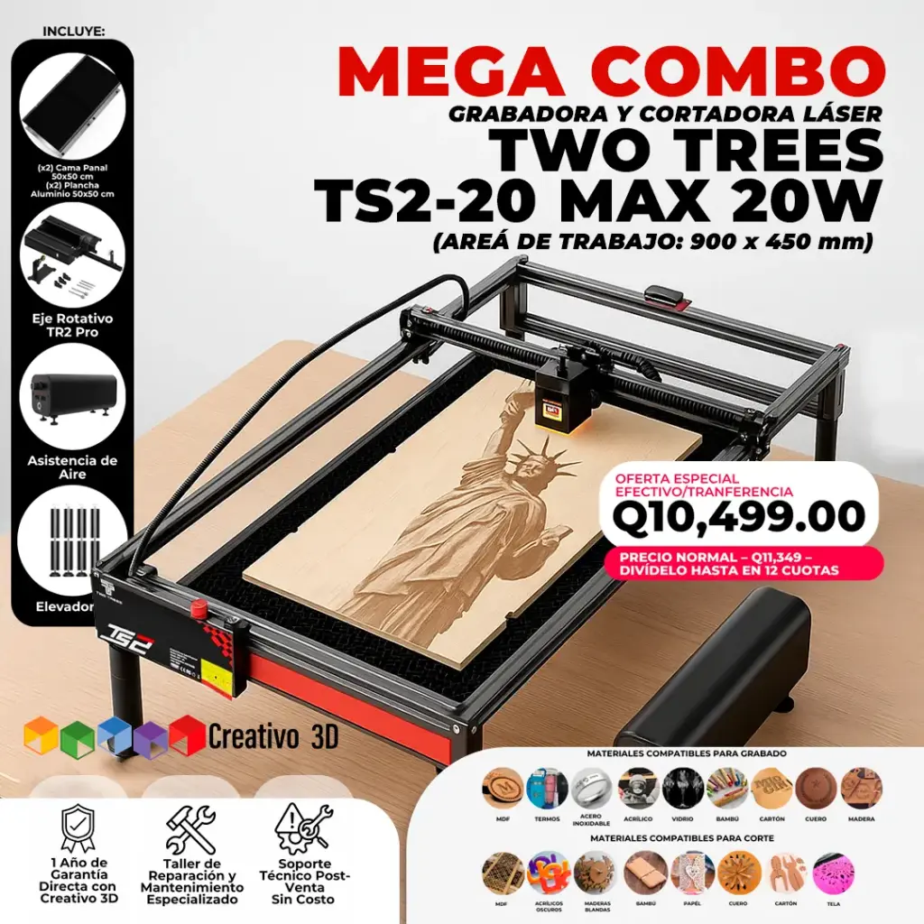Mega Combo Diodo 20W TS2-20 MAX – Cortadora y Grabadora Láser de 20W de 90 x 45 cm