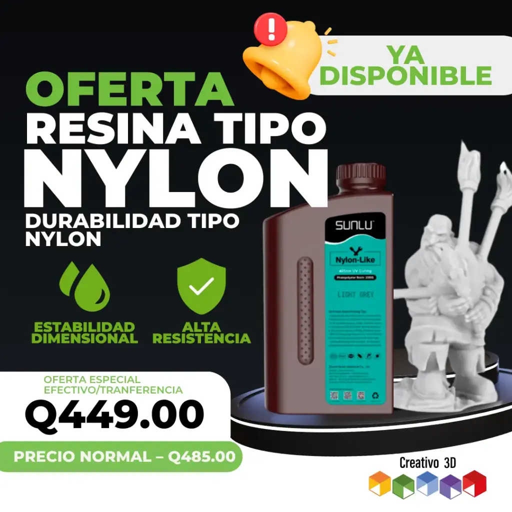 Resina tipo Nylon – Sunlu 1.0 KG – Gris