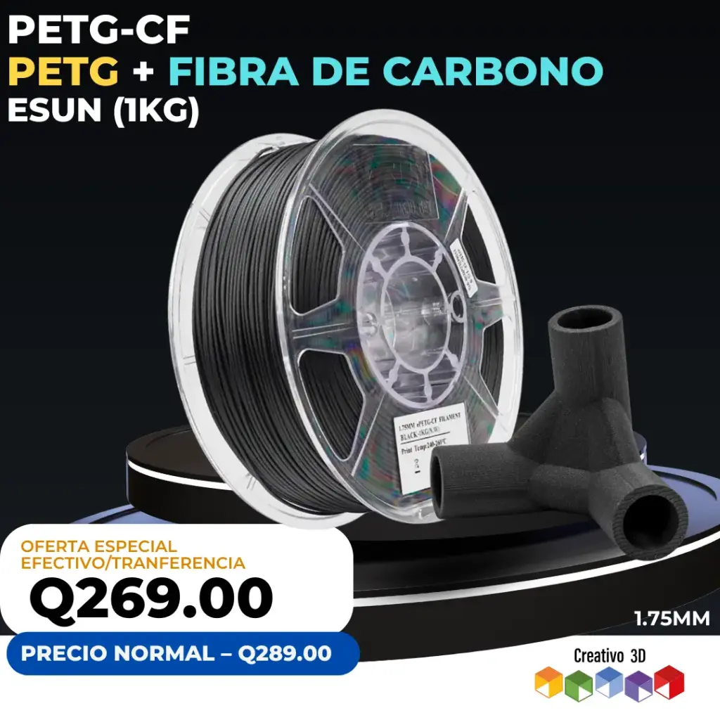 eSun PETG CF – Filamento PETG reforzado con Fibra de Carbono – 1. Kg / 1.75mm