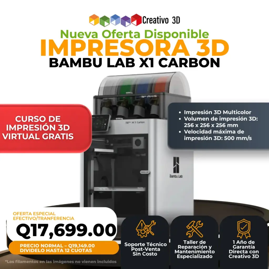 Bambu Lab – X1 Carbon Combo Impresión 3D MultiColor, Ultra Velocidad y Ultra Calidad
