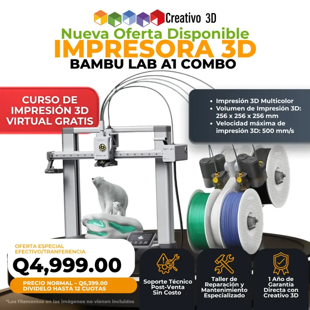 Bambu Lab – A1 Combo Impresión 3D MultiColor, Ultra Velocidad y Ultra Calidad