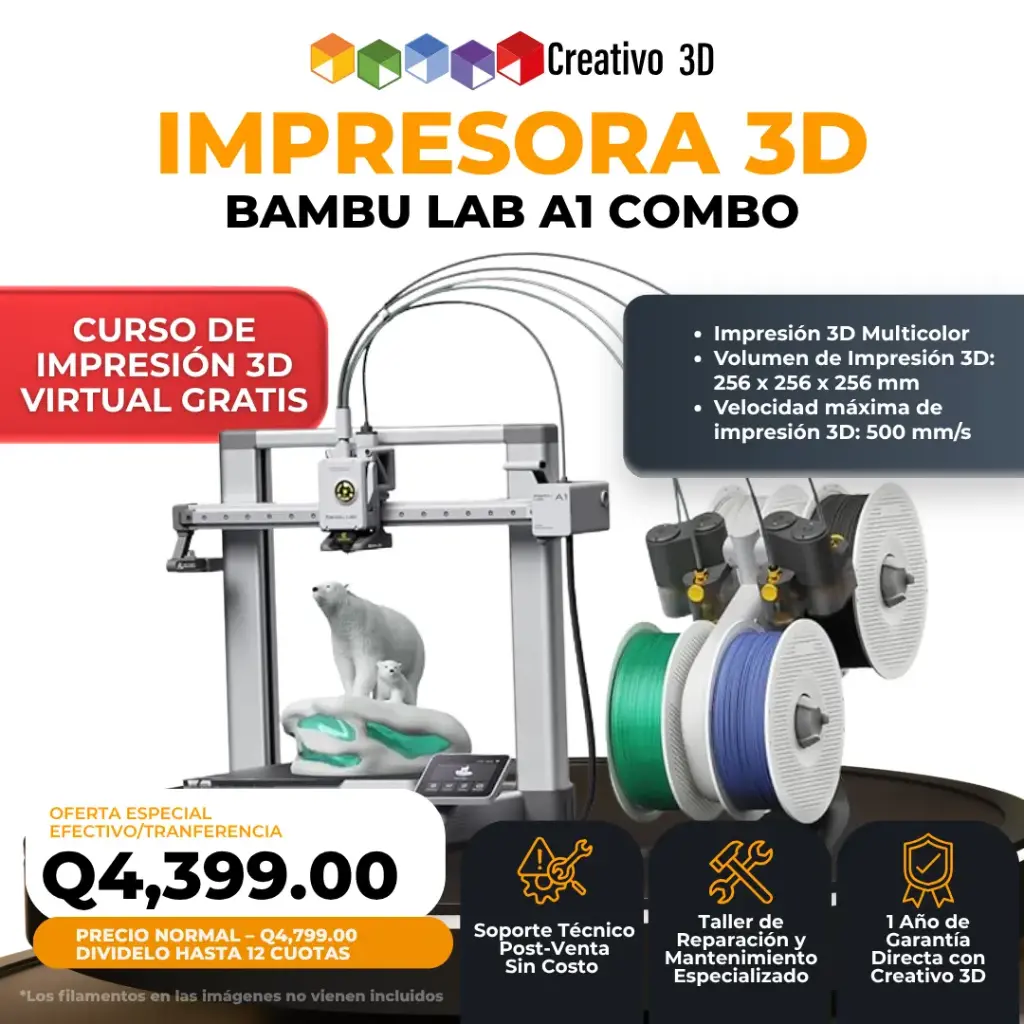 Bambu Lab – A1 Combo Impresora 3D MultiColor de Ultra Velocidad y Ultra Calidad
