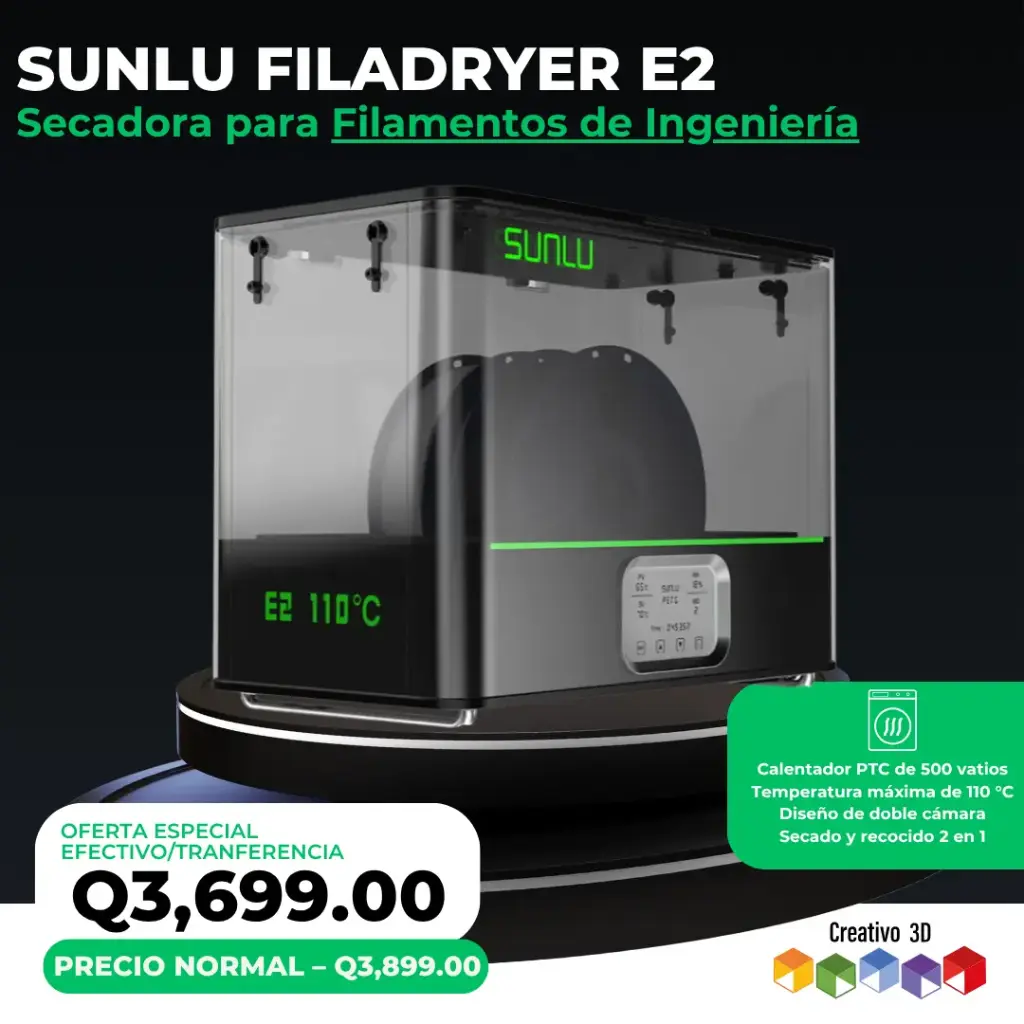 SUNLU FilaDryer E2 – Secador de Filamentos 3D de Alta Temperatura para Materiales de Ingeniería