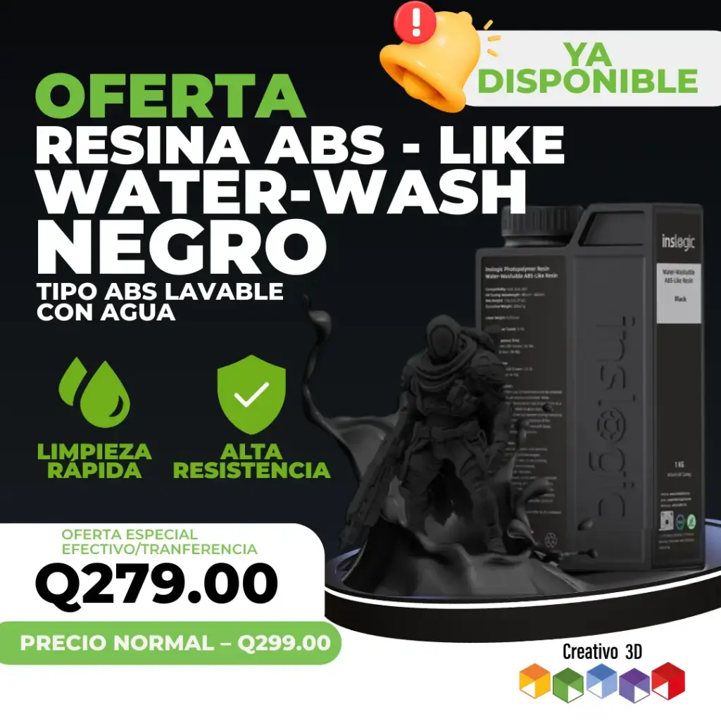 Resina ABS-Like Lavable en Agua - Negro | INSLOGIC
