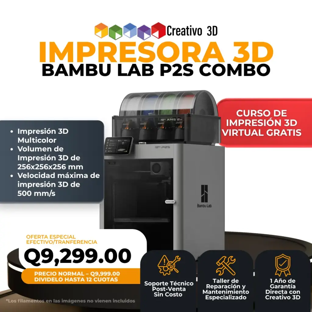 Bambu Lab P2S Combo con AMS 2 Pro | Impresora 3D Multicolor Profesional