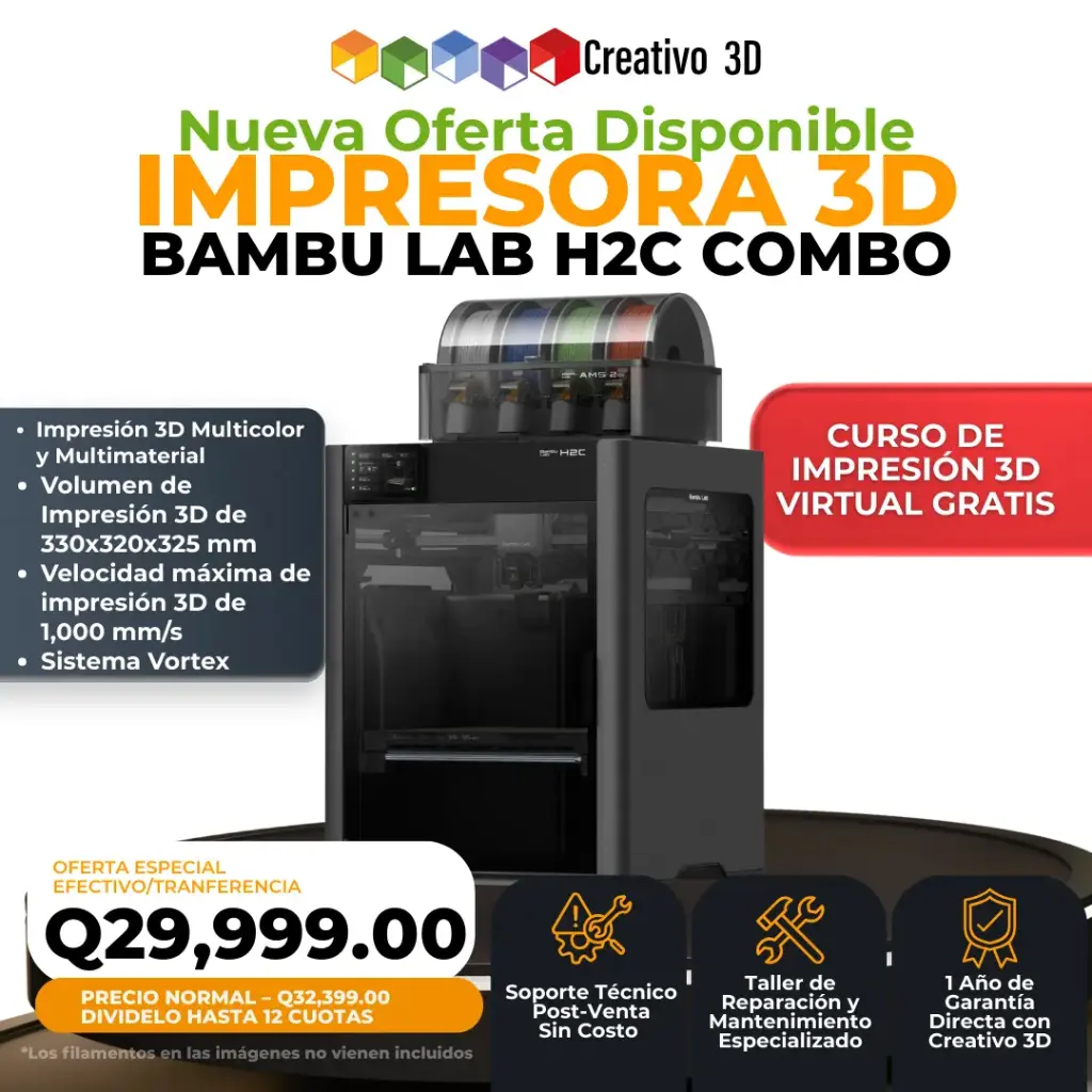 Impresora 3D Bambu Lab H2C Combo – Impresora 3D Multimaterial Profesional e Industrial