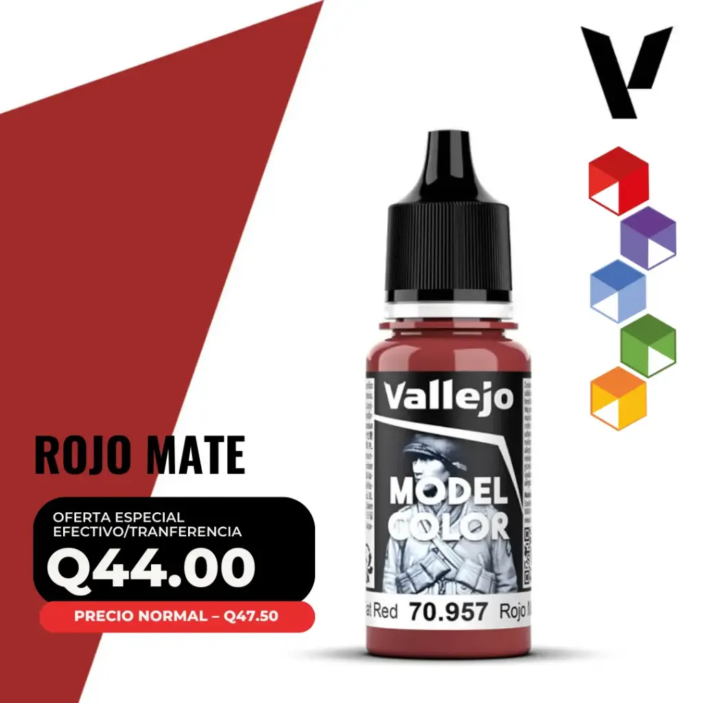 Vallejo Model Color – Rojo Mate (70.957 – Pos. 39)