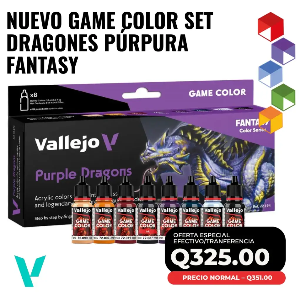 Set Vallejo Purple Dragons 72.194 – Colores para pintar dragones púrpuras