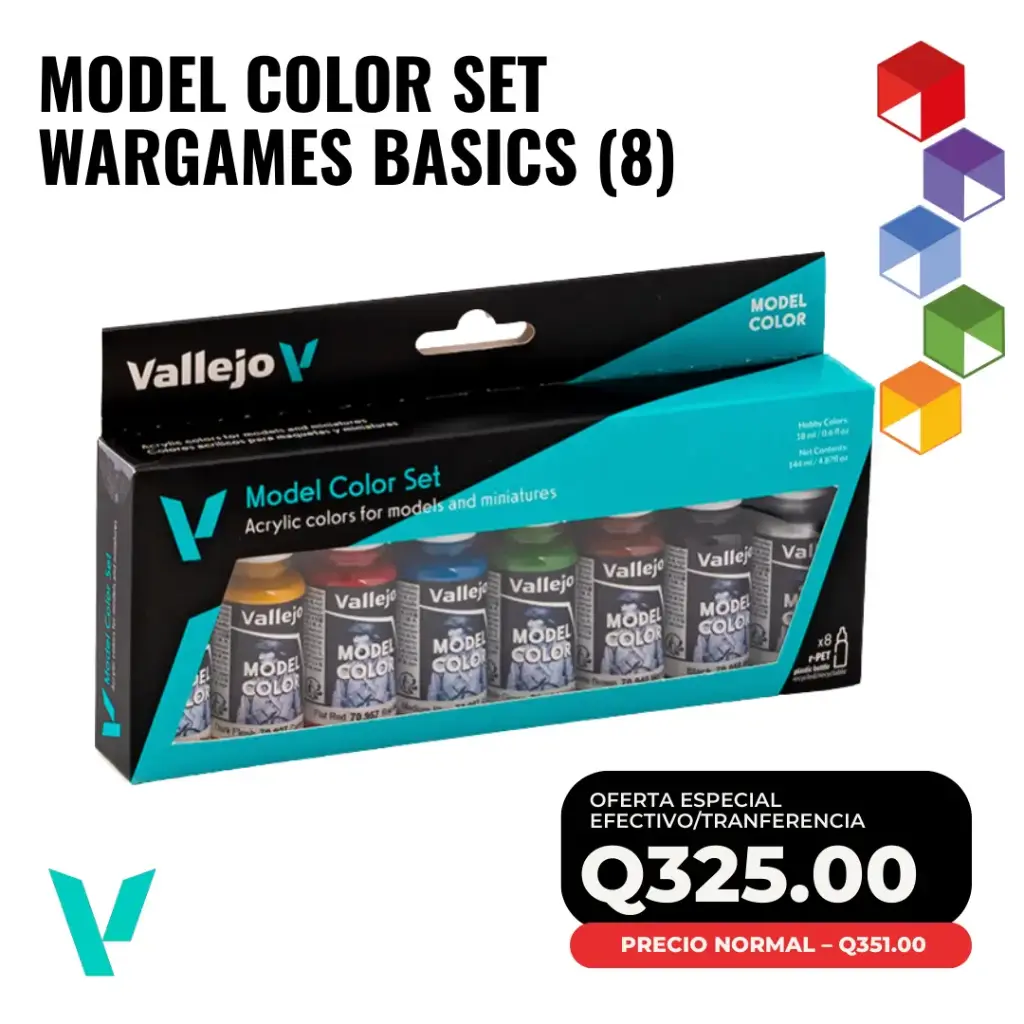 Vallejo Wargames Basics 70.260 – Set de 8 Colores Acrílicos para Miniaturas