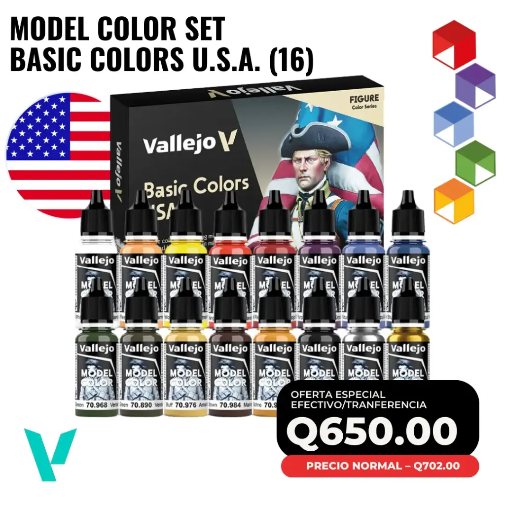 Vallejo Model Color Set – Basic Colors U.S.A. (16)