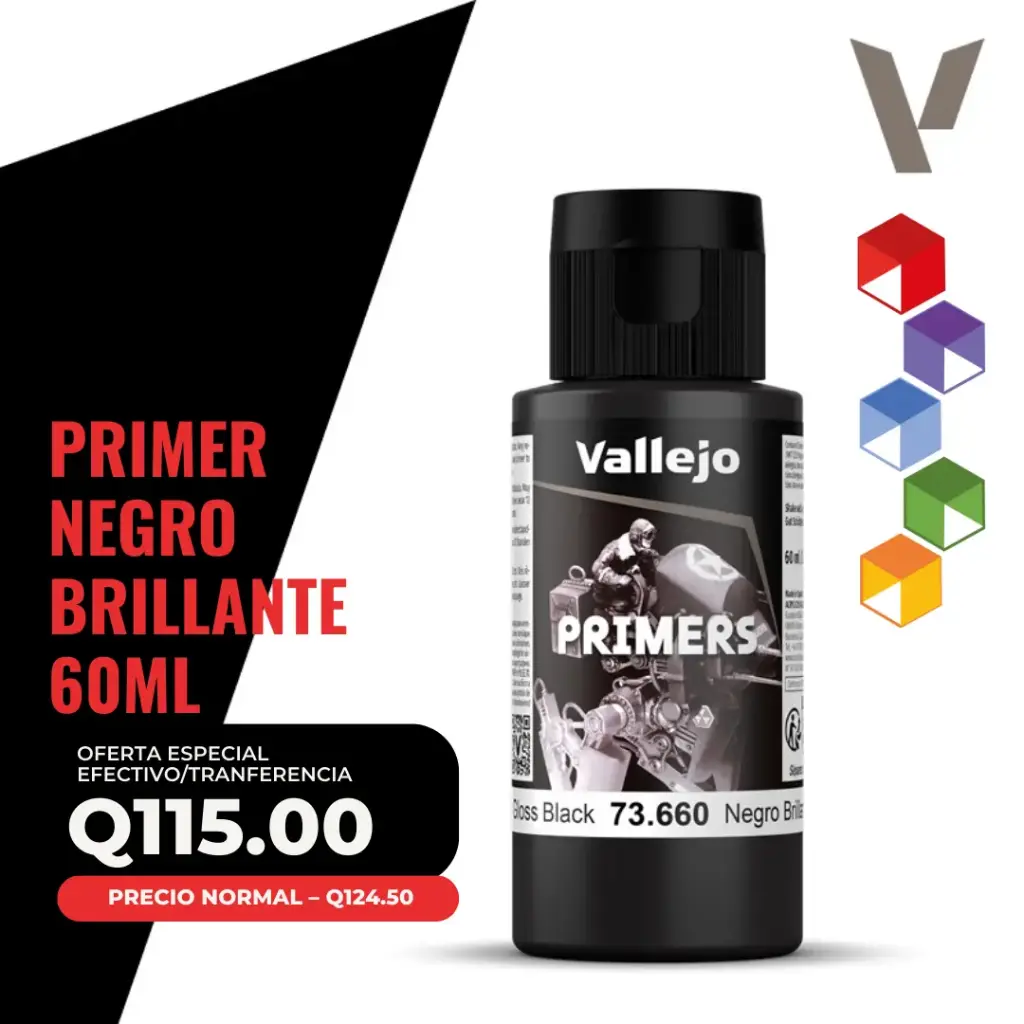 Vallejo Primer – Negro Brillante (73.660 – Pos. 17) 60 ml