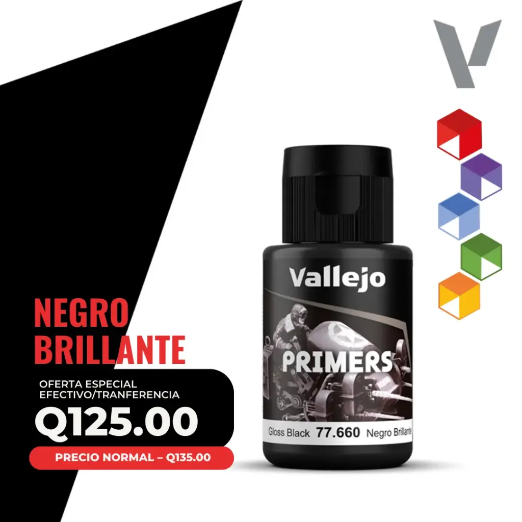 Vallejo Metal Color – Primer Negro Brillante 32ml (77.660)
