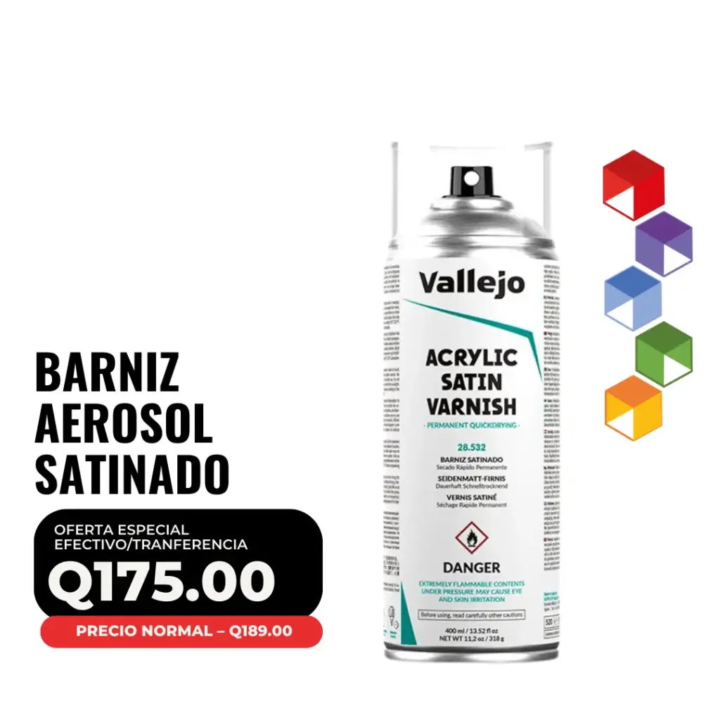 Vallejo Hobby Paint – Barniz Acrílico Satinado en Aerosol Vallejo 400 ml