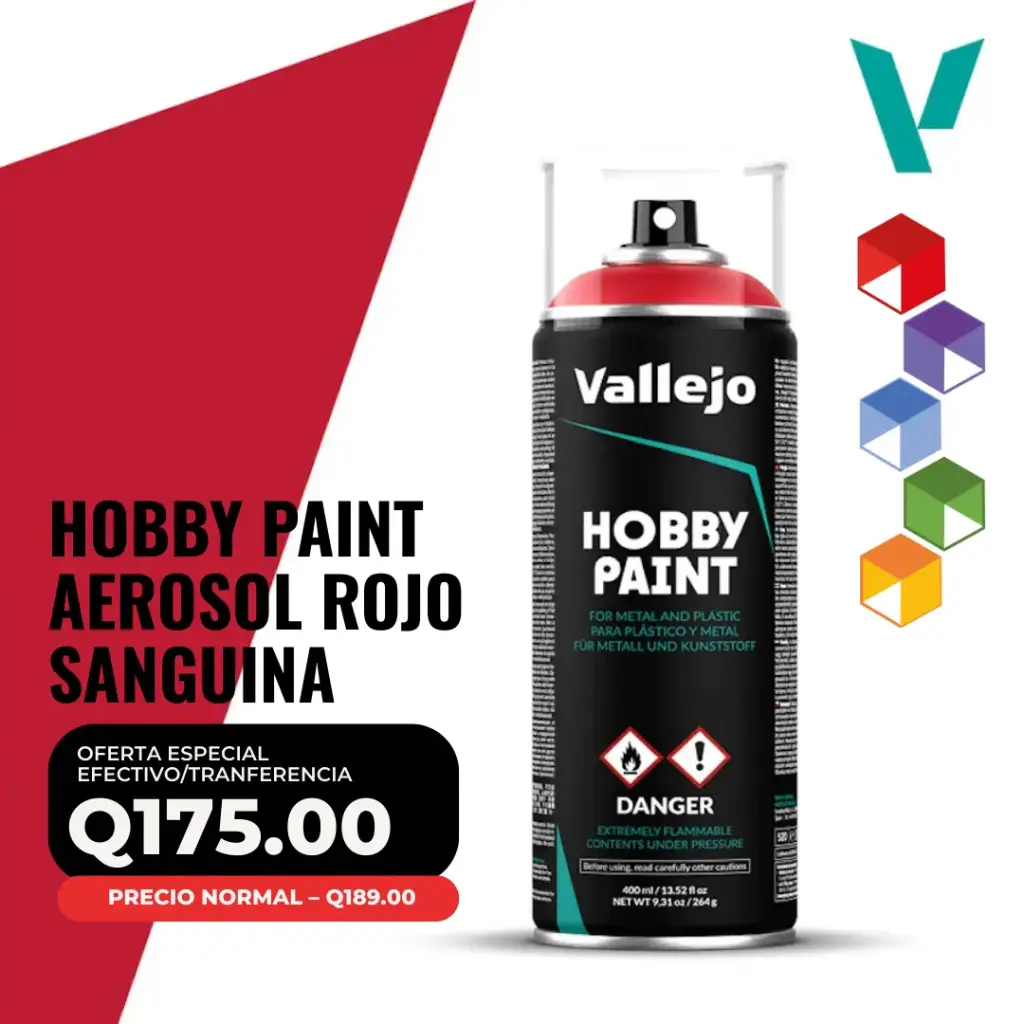 Vallejo – Primer Hobby Paint en Aerosol: Rojo Escarlata 400ml