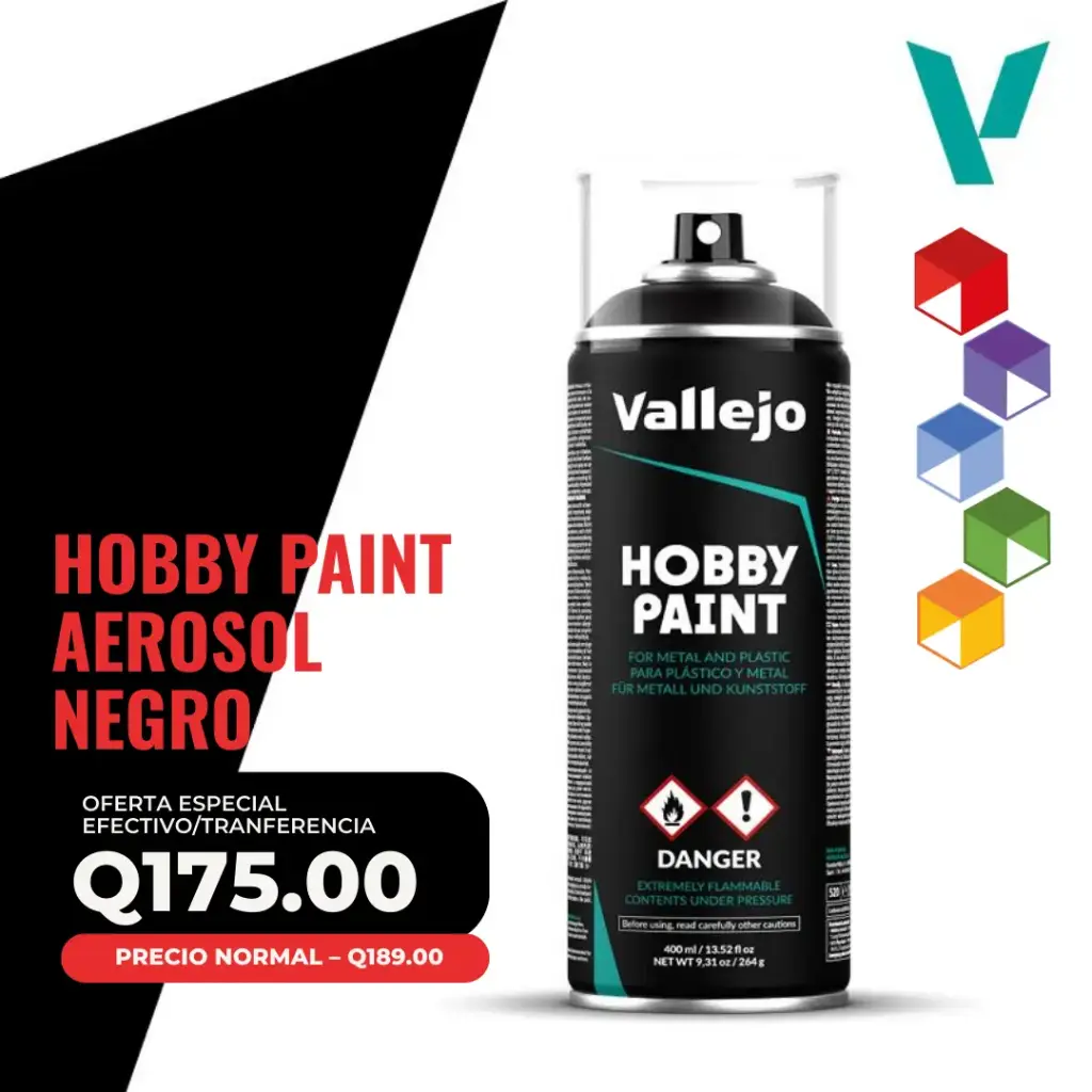 Vallejo – Primer Hobby Paint en Aerosol: Negro 400ml