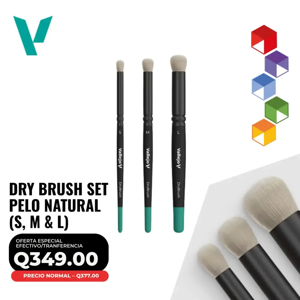 Vallejo Dry Brush (Seco) – Set de Small, Medium & Large (B07990)